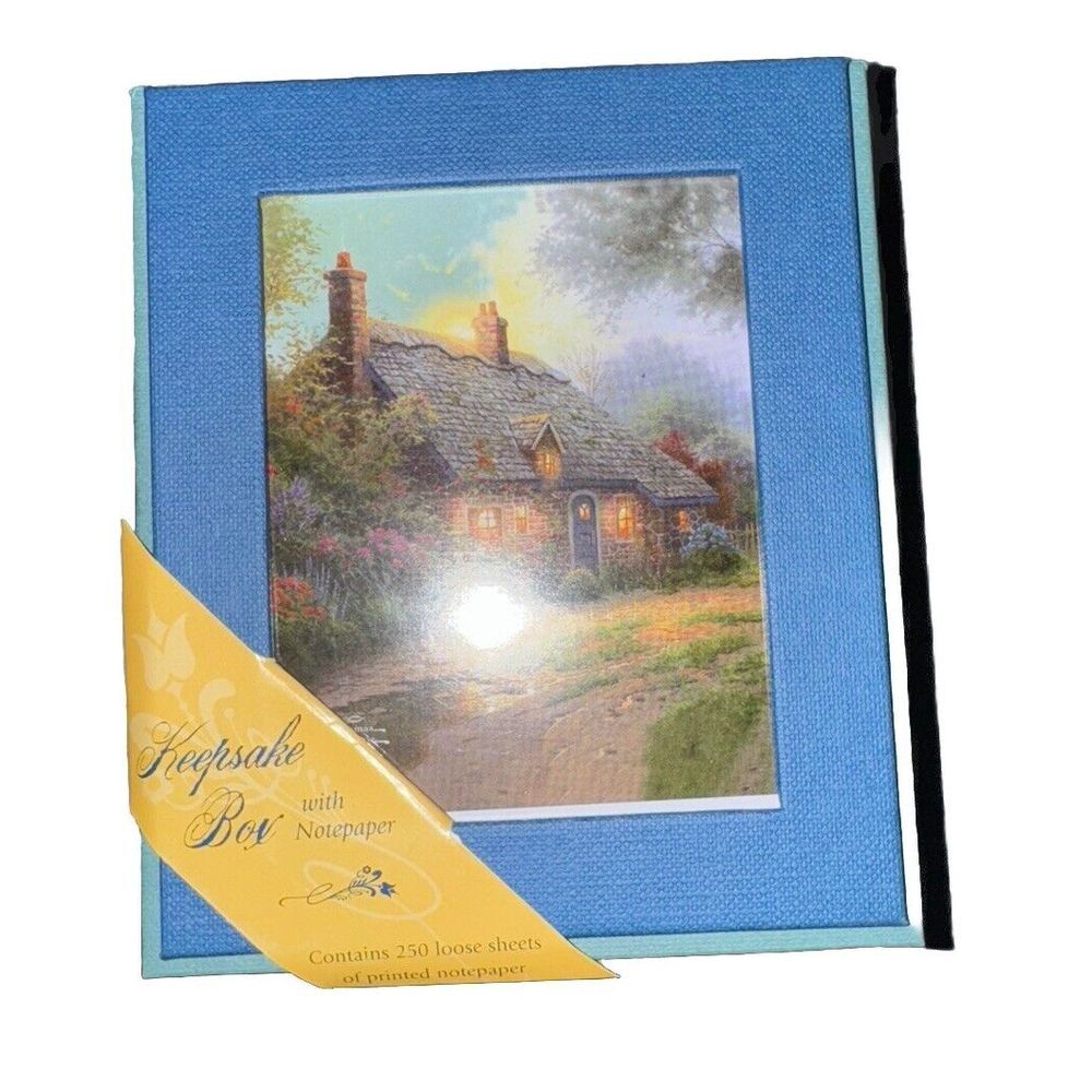 Thomas Kinkade Moonlight Cottage Keepsake Box 250 Sheets Notepaper TKBK02 NEW - Picture 2 of 7